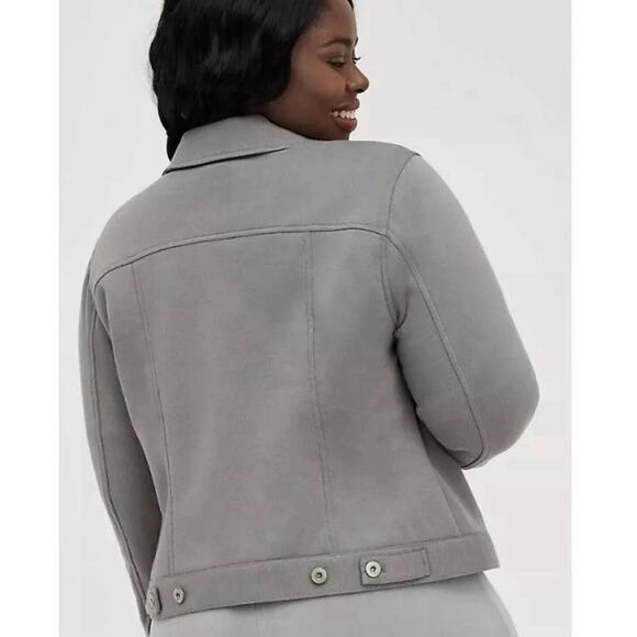 Torrid Gray Fleece Lined Trucker Shacket Jacket Button Up Sz 4x - Picture 13 of 13